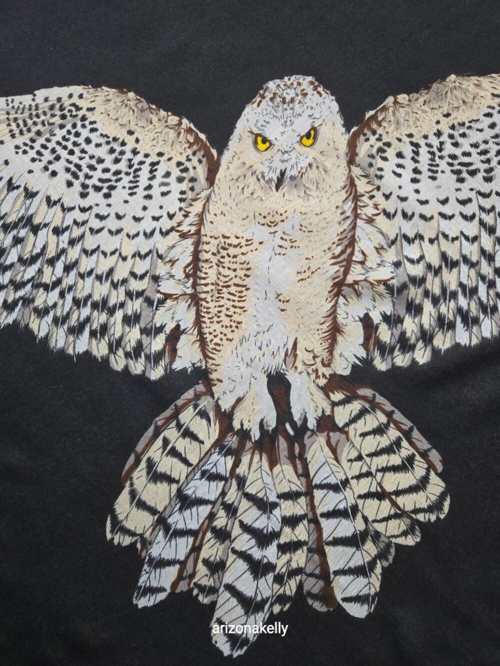 Owls in Flight Scarf Oblong Black & Grey Bird Scarf - Picture 3 of 12
